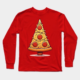 Pizza Slice Christmas Tree Long Sleeve T-Shirt